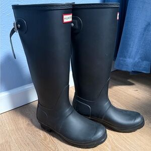Hunter Black Tall Rubber Boots with Interior Label